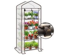 Sekey Mini Serre de jardin avec 4 étagères - 69x49x160 cm - Serre compacte pour balcon et terrasse - Blanc
