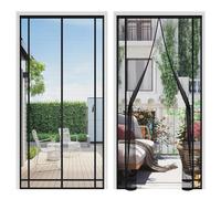 Sekey Moustiquaire Porte Fenêtre Magnétique Découpable - Bandes à Clip Cousues Double Côté| Sans Perforation| 4cm Scratch Haut, Insecte Protection pour Balcon/Terrasse/Chambre, 100x210cm, Noir
