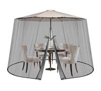 Sekey Moustiquaire Réglable pour Parasol de 250-300cm Terrasse, Moustiquaire 1 Portes à Fermeture éclair, Moustiquaire pour Parasol, 2,5 m de Haut, Noir