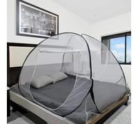 Sekey Moustiquaires Escamotables pour Lits Doubles, Charnières à Double Porte Moustiquaires de Voyage Portables pour la Protection Contre Les Insectes, 200x180x145cm, Blanc