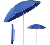 Sekey® Parasol Ø 160 cm inclinable pour Patio Jardin Balcon Piscine Plage Bleu Rond Sunscreen uv20+
