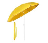 Sekey® Parasol Ø 160 cm inclinable pour Patio Jardin Balcon Piscine Plage Jaune Rond Sunscreen UV20+