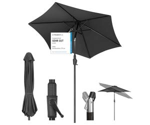 Sekey Parasol 220 cm avec Manivelle et Basculement Auto - Ombrelle pour Terrasse, Balkon & Jardin - Windproof UPF 50+