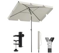 Sekey Parasol Balcon 3-en-1 SET | Rectangulaire 200x125 cm, UPF50+, Certifié GRS | 6 Armatures Acier + Support Fixation + Housse | Pour Balcon, Terrasse & Jardin