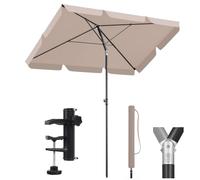 Sekey Parasol Balcon 3-en-1 SET | Rectangulaire 200x125 cm, UPF50+, Certifié GRS | 6 Armatures Acier + Support Fixation + Housse | Pour Balcon, Terrasse & Jardin