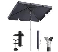 Sekey Parasol Balcon 3-en-1 SET | Rectangulaire 200x125 cm, UPF50+, Certifié GRS | 6 Armatures Acier + Support Fixation + Housse | Pour Balcon, Terrasse & Jardin