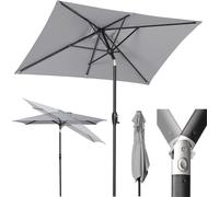Sekey Parasol balcon Parasol de marché 140×210 cm avec manivelle, en 100% polyester, protection solaire UV50+, gris clair