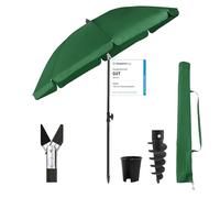 Sekey Parasol de Balcon 180 cm avec Housse de Protection & Adaptateur - Réglable en Hauteur et Inclinaison, UPF 50+ pour Jardin, Terrasse & Plage (Rond, Résistant au Vent)