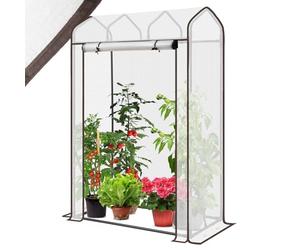 Sekey Petite Serre à tomates - 150 x 100 x 50 cm - Mini Serre en Film pour Serre à tomates - pour Balcon et Jardin - Toit incliné - Serre en Film Plastique Stable - Résistante à l'hiver - Blanc