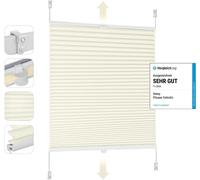 Sekey Plissé Occultant Sans Perçage - Klemmfix - Opaque - Protection Solaire - 90x100cm, Beige