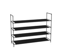Sekey Porte-Chaussures 4 Étages à Tissu Non Tissé - Rangement Empilable Gain de Place, Structure Métallique pour 20-24 Paires (98,5×27,5×75 cm, Noir)