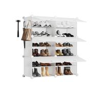 Sekey Rangement à Chaussures 6 Cases en PP - Auto-Montage avec Marteau - Grand Rangement pour Famille (84x31x92cm) - Blanc, Capacité 24 Paires