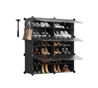 Sekey Rangement à Chaussures 6 Cases en PP - Auto-Montage avec Marteau - Grand Rangement pour Famille (84x31x92cm) - Noir, Capacité 24 Paires