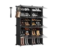 Sekey Rangement à Chaussures 8 Cases en PP - Auto-Montage avec Marteau - Grand Rangement pour Famille (84x31x122cm) - Noir, Capacité 32 Paires