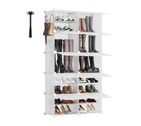 Sekey Rangement Chaussures XXL 10 Cases PP - Auto-Montage avec Marteau - Grand Meuble Familial (84x31x152cm) - Stockage Maximal 40 Paires, Blanc