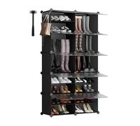Sekey Rangement Chaussures XXL 10 Cases PP - Auto-Montage avec Marteau - Grand Meuble Familial (84x31x152cm) - Stockage Maximal 40 Paires, Noir