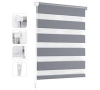 Sekey Store Double Klemmfix sans perçage pour fenêtre - Store Double - 105 cm de Large - Store Double - Protection Solaire - 105 x 130 cm - Gris