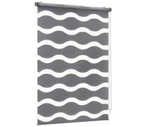 Sekey Store Enrouleur Double ondulé sans perçage pour fenêtre - Store Double - 95 cm de Large - Protection Solaire - 95 x 130 cm - Gris foncé