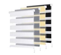 Sekey Store Enrouleur Jour Nuit sans Perçage 55cm x 100cm Blanc Stores zébrés de Protection Solaire Facile à Installer avec Clips pour Fenêtre ou Porte