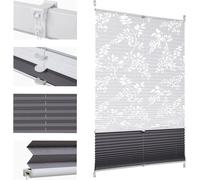 Sekey Store plissé Double Store plissé occultant Jour et Nuit sans perçage - Protection Contre la lumière - Klemmfix - 35 x 100 cm - Blanc et Gris