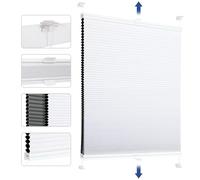 Sekey Store plissé en nid d'abeille - sans perçage - 100% occultant - Opaque - Klemmfix - Rail en Aluminium - Blanc et Gris - 75 x 200 cm (l x h)