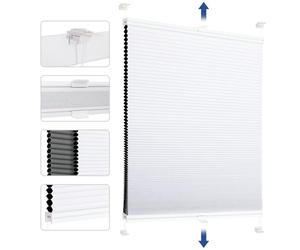 Sekey Store plissé en nid d'abeille - sans perçage - 100% occultant - Opaque - Klemmfix - Rail en Aluminium - Blanc et Gris - 105 x 130 cm (l x h)