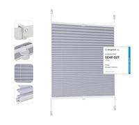 Sekey Store plissé occultant sans perçage - Klemmfix - 90 cm de Large - Opaque - Protection Solaire - 90 x 120 cm - Bleu Gris