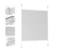 Sekey Store Plissé sans Perçage Blanc 80x100cm Facile À Installer Store Enrouleur Opaques pour Fenêtre Chambre