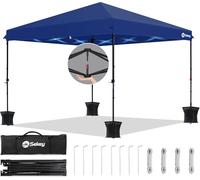 Sekey Tonnelle de Jardin 3x3m Imperméable Pop up, Barnum Pliant 3x3 avec Rideaux, Tonnelle de Jardin Exterieur, Anti UV Respirable Hauteur Réglable (Bleu, sans des Parois Latérales)