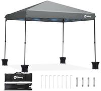 Sekey Tonnelle de Jardin 3x3m Imperméable Pop up, Barnum Pliant 3x3 avec Rideaux, Tonnelle de Jardin Exterieur, Anti UV Respirable Hauteur Réglable (Gris, sans des Parois Latérales)