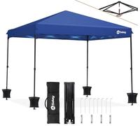 Sekey Tonnelle de Jardin 3x3m Imperméable Pop up, Barnum Pliant 3x3 avec Rideaux, Tonnelle de Jardin Exterieur, Anti UV Respirable Hauteur Réglable (Bleu, sans des Parois Latérales)