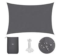 Sekey Voile d'ombrage Rectangulaire 2x3m Imperméable - sans Couture, PES 160g/m² Haute Densité, Anneaux Acier INOX, Effet Lotus, Résistant Déchirures & UV 95%, pour Balcon Terrasse Jardin, Anthracite