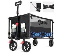 Sekey XXL Chariot Pliant 160L 150KG, Chariot de Jardin, adapté aux terrains accidentés, Chariots de Transport pour Plage, Camping achats, modèle SE3011, Noir avec Gris
