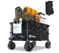 Sekey XXL Plus Chariot de Jardin Pliable avec Freins 200L 150KG, Chariot de Transport Tout-Terrain avec Roues Extra Larges 17x10 cm, Pliable Breveté dans Quatre Directions SE4011, Noir Profond