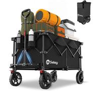 Sekey XXL Plus Chariot Pliable de Jardin 200L 150KG, Chariot de Transport Tout-Terrain avec Freins, Breveté Pliable dans Quatre Directions SE4010, Noir Profond