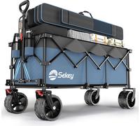 Sekey XXXL Bollerwagen Pliable 300L 200KG Chariot de transport Grand chariot à main, Bleu et Gris