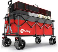 Sekey XXXL Bollerwagen Pliable 300L 200KG Chariot de transport Grand chariot à main, Rouge et Gris