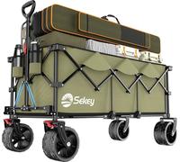 Sekey XXXL Bollerwagen Pliable 300L 200KG Chariot de transport Grand chariot à main, Vert olive