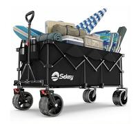 Sekey XXXL Chariot Pliable 300L 200KG, Modèle Allongé avec Roues Tout-Terrain 17x10 cm, Breveté Mécanisme 4-en-1 Dépliage Instantané, Noir Profond