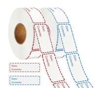 Sekfpnk 250 étiquettes autocollantes pour congélateur, 75 x 25 mm, pour indiquer la date de péremption des aliments, pour contenants alimentaires, maison, cuisine, bocaux, confitures (rouge et bleu)