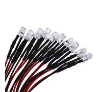 SeKi 10 LED 5 mm, 5 V, verte, avec câble de raccordement de 20 cm et résistance intégrée.