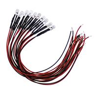 SeKi 10 LED de 5 mm, 5 V, rouge, avec câble de raccordement de 20 cm et prérésistance intégrée