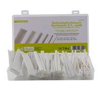 SeKi 17410 2:1 Assortiment de 80 gaines thermorétractables blanches en couleur en 6 tailles (30 x 1, 10 x 2,5 mm, 20 x 4 mm, 10 x 6 mm, 6 x 10 mm, 4 x 13 mm) de 10 cm de long, blanc