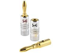 SeKi 2 fiches Banane plaquées Or 24 carats pour câbles d'enceintes jusqu'à 6 mm² avec Code Couleur (Rouge et Noir) pour Le raccordement du câble à des installations HiFi, des amplificateurs, des