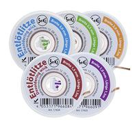 SeKi Assortiment de 5 tresses à dessouder de 1,0 à 3,0 mm de long chacune, 1,5 m de long - Tresses à dessouder - Puissance d'aspiration élevée