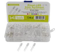 SeKi Assortiment LED avec 200 diodes électroluminescentes de 5 mm - 10 valeurs ; rouge, orange, jaune, vert, bleu, rose, violet (UV), vert jaune, blanc, blanc chaud - Super lumineux