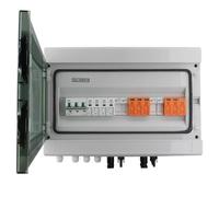 SeKi Boîte de raccordement solaire DC/AC 2 cordes 3P DC, 4P AC T2 - Protection contre les surtensions/la foudre 32 A 1000 V - Boîtier en saillie IP65-18 modules - PV photovoltaïque