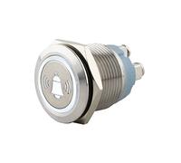 SeKi Bouton poussoir en acier inoxydable Ø 19 mm - Forme de tête plate - Couleur : icône lumineuse - Raccordement à vis blanc - Bouton de sonnette