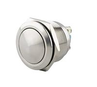 SeKi Bouton poussoir en acier inoxydable Ø 16 mm - Forme de tête bombée - Raccord à vis - Bouton de sonnette