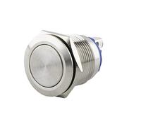 SeKi Bouton poussoir en acier inoxydable - Diamètre : 16 mm - Tête plate - Raccord à vis - Bouton de sonnette.